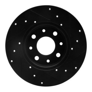 Fiat 500E Brake Rotor (1) - Rear Left - R1 Concepts - Drilled & Slotted - Black - `13-`19